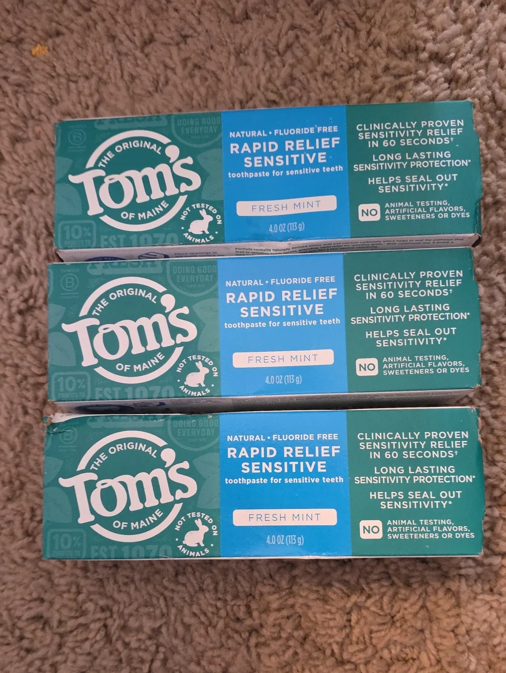 Tom's Rapid Relief Sensitive Fresh Mint Toothpaste Pack - Teal & White
